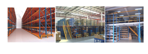 Industrial interior with long-span storage