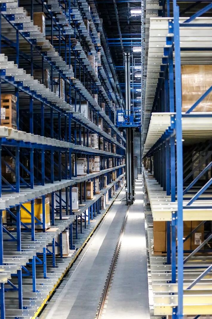 Warehouse aisle with pallet racking